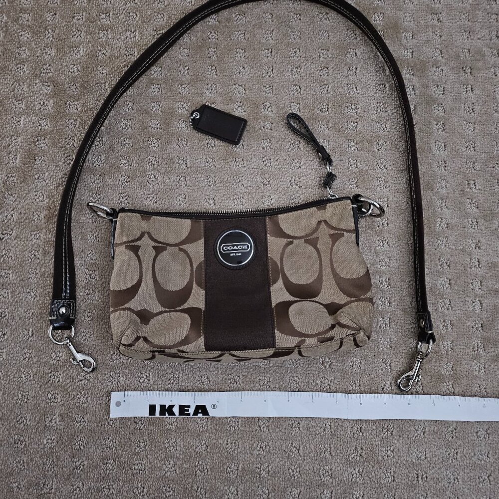 Coach Signature Canvas Wristlet\Crossbody Strap Purse